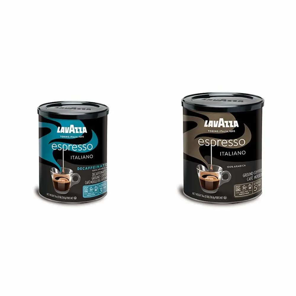 Lavazza Espresso Decaffeinato and Espresso Italiano Ground Coffee Blend (8 Oz Cans) | Authentic Italian