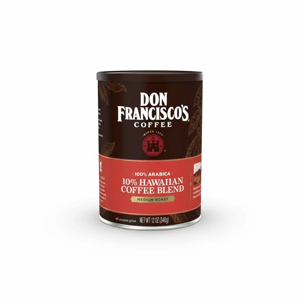 Don Francisco's Premium Hawaiian Blend Premium Ground Coffee - 10% Hawaiian Coffee blended with other premium Arabica beans, Rich Flavor, Floral Aroma, Subtle Fruity Notes - 3 Pack of 12 oz Recyclable Steel Cans - Family Crafted Since 1870