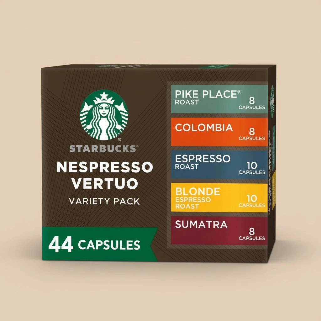 Starbucks by Nespresso Vertuo, Favorite Variety Pack Coffee & Espresso, 44-count Coffee and Espresso Pods, Brews 7.8 oz and 1.35 oz.