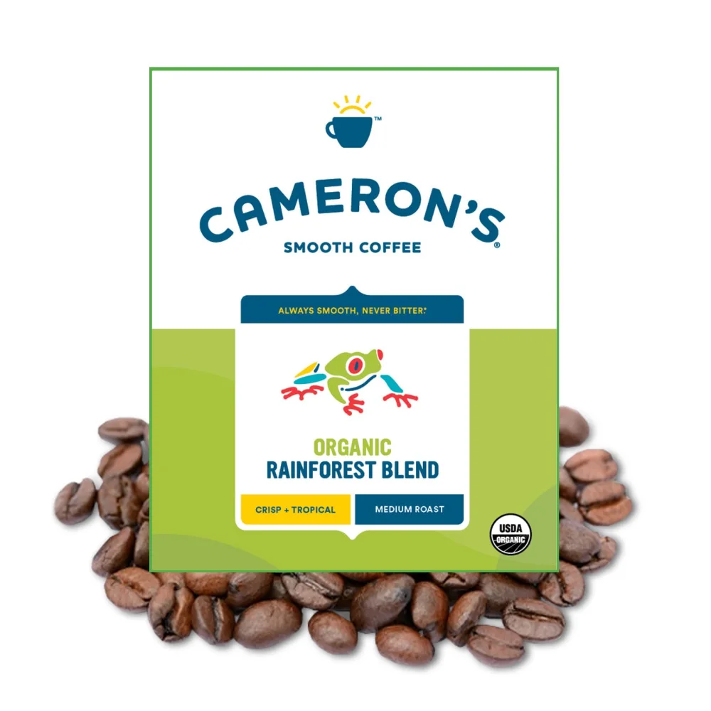 Cameron's Coffee Roasted Whole Bean Coffee, Organic Rainforest Blend, 4 Pound