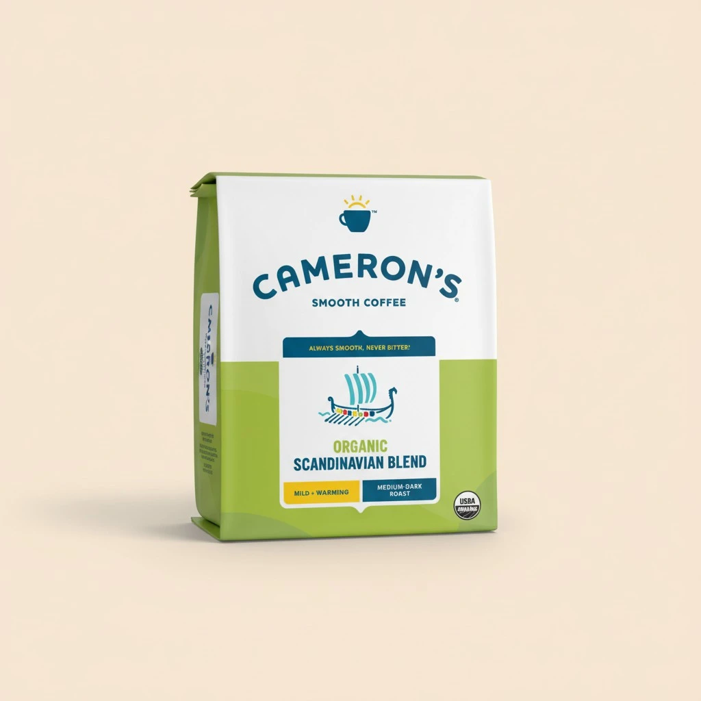 Cameron's Coffee Roasted Whole Bean Coffee, Organic Scandinavian Blend, 4 Pound