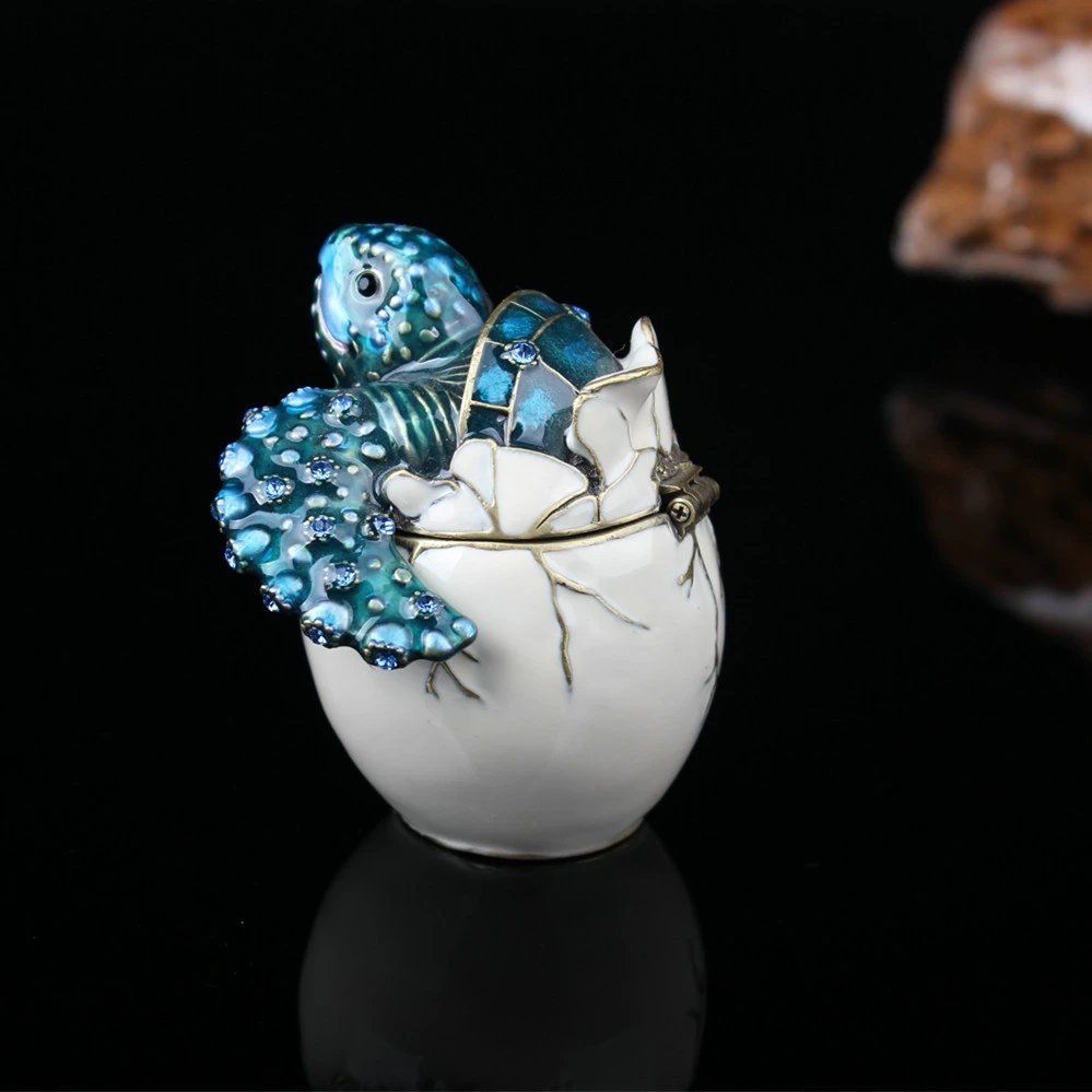 Eggshell Turtle Jewelry Box Home Ornament