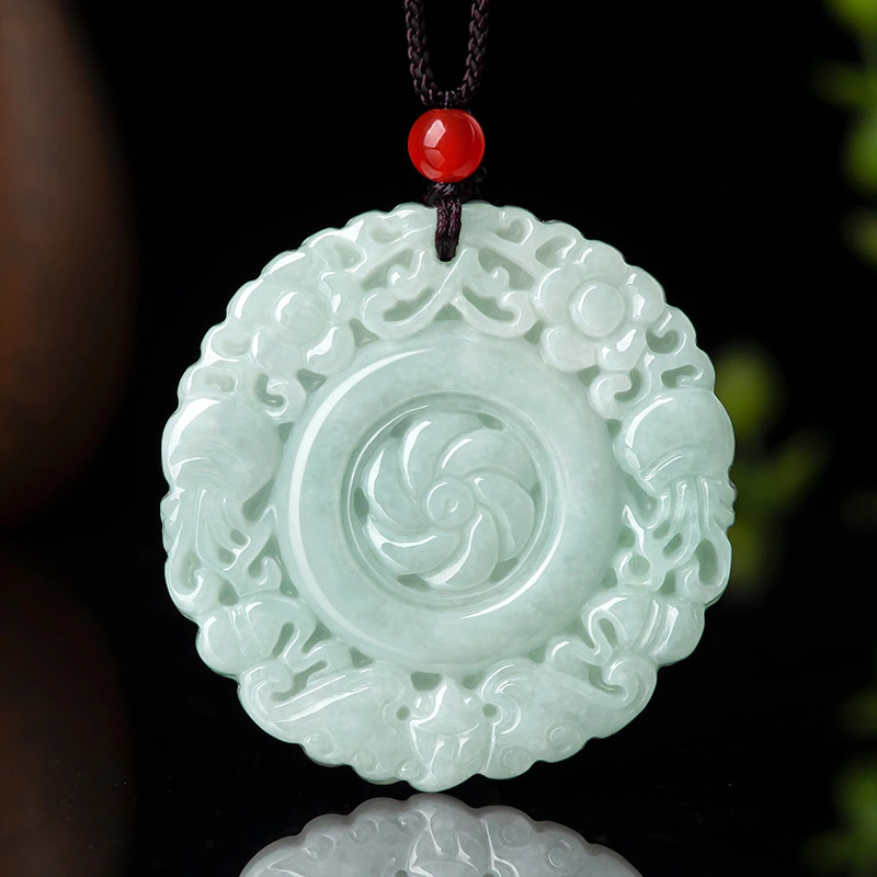 Natural Emerald Flower Blooming Rich Jade Pendant Ice Jade Stone Pendant For Women