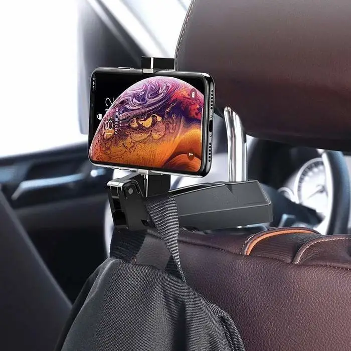 Rear Hook Phone Holder Folding Car Back Seat