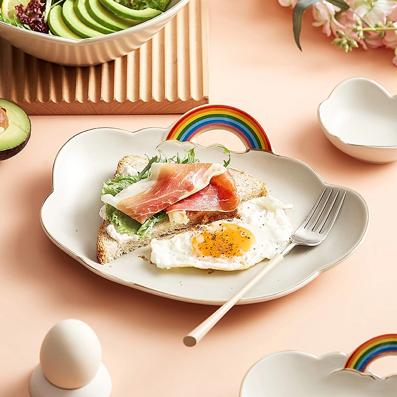 Rainbow Ceramic Breakfast Tableware Household High Value