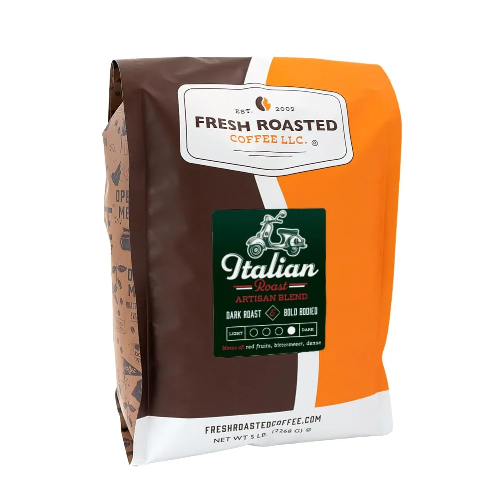 Fresh Roasted Coffee, Italian Roast, 5 lb (80 oz), Dark, Kosher, Ground