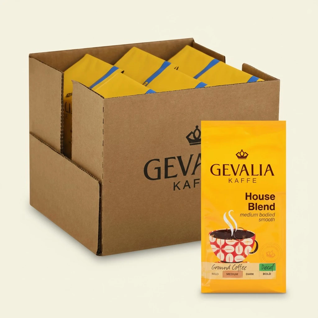 Gevalia Decaf Medium Roast House Blend Ground Coffee (12 oz Bags (Pack of 6))
