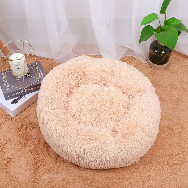 Plush Round Dog Bed Warm Winter Mat