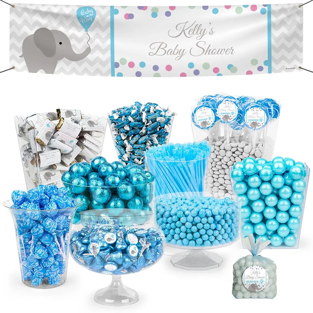 14lb+ Blue Boy Baby Shower Candy Buffet - Elephant (Serves 24-36)