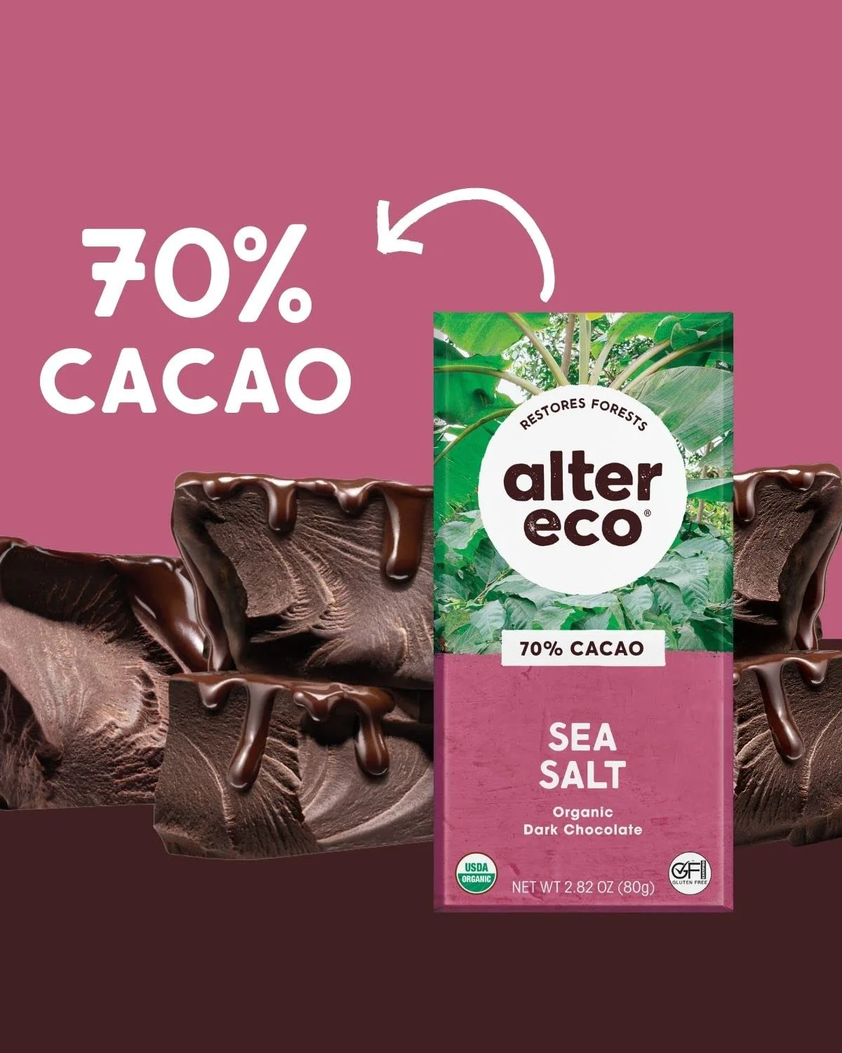 Alter Eco | Dark Chocolate Bars | Pure Dark Cocoa, Fair Trade, Organic, Non-GMO, Gluten Free (Dark Sea Salt)