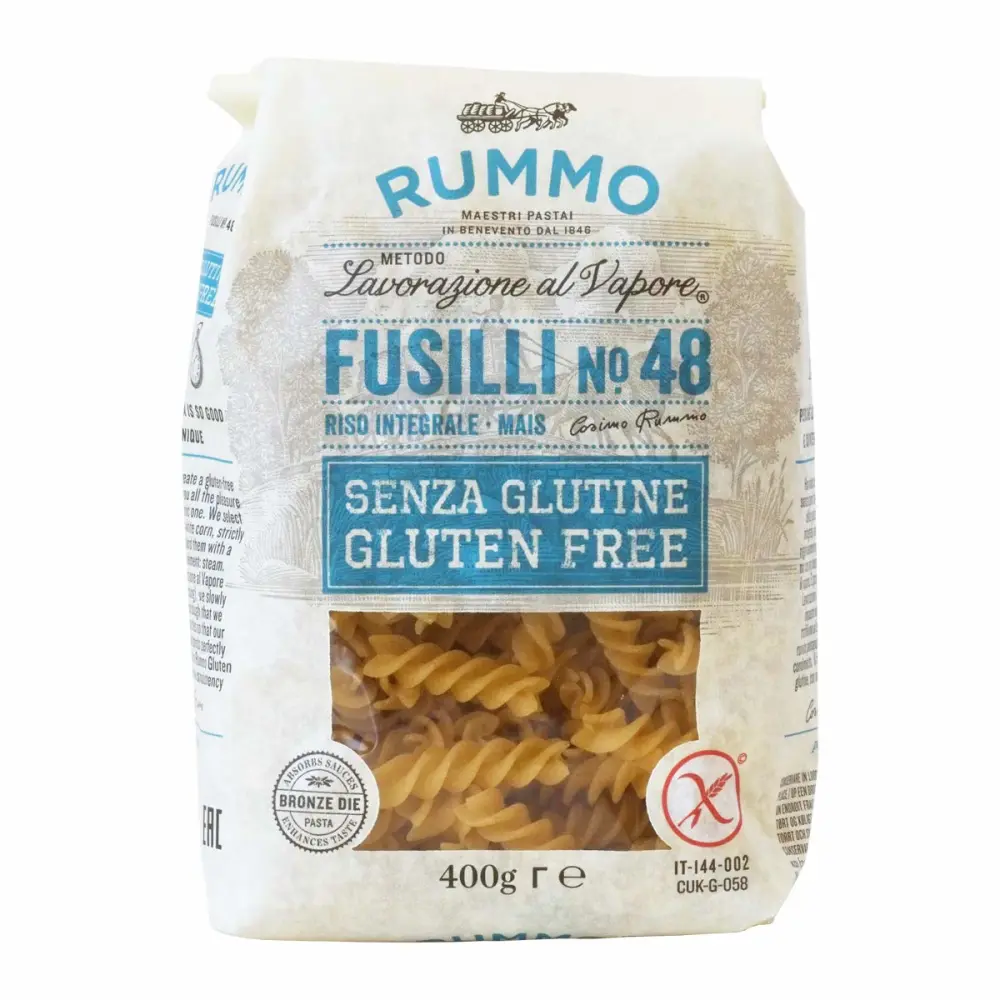 Rummo Fusilli N ° 48 | Italian Gluten Free Pasta | 14 Ounce | Pack of 6