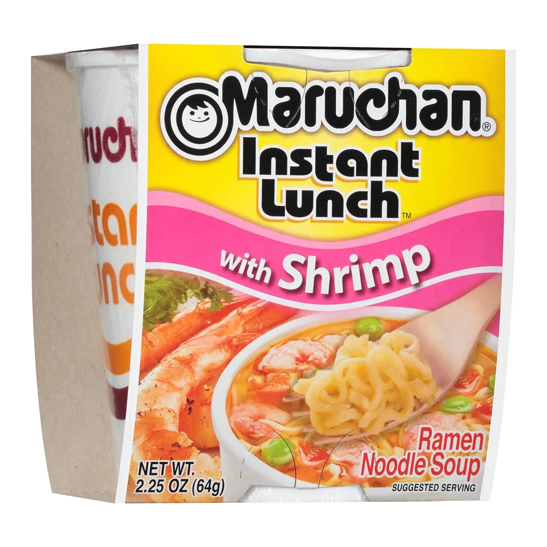 Maruchan Instant Lunch Shrimp, Ramen Noodle Soup, Microwaveable Meal, 2.25 Oz, 12 Count
