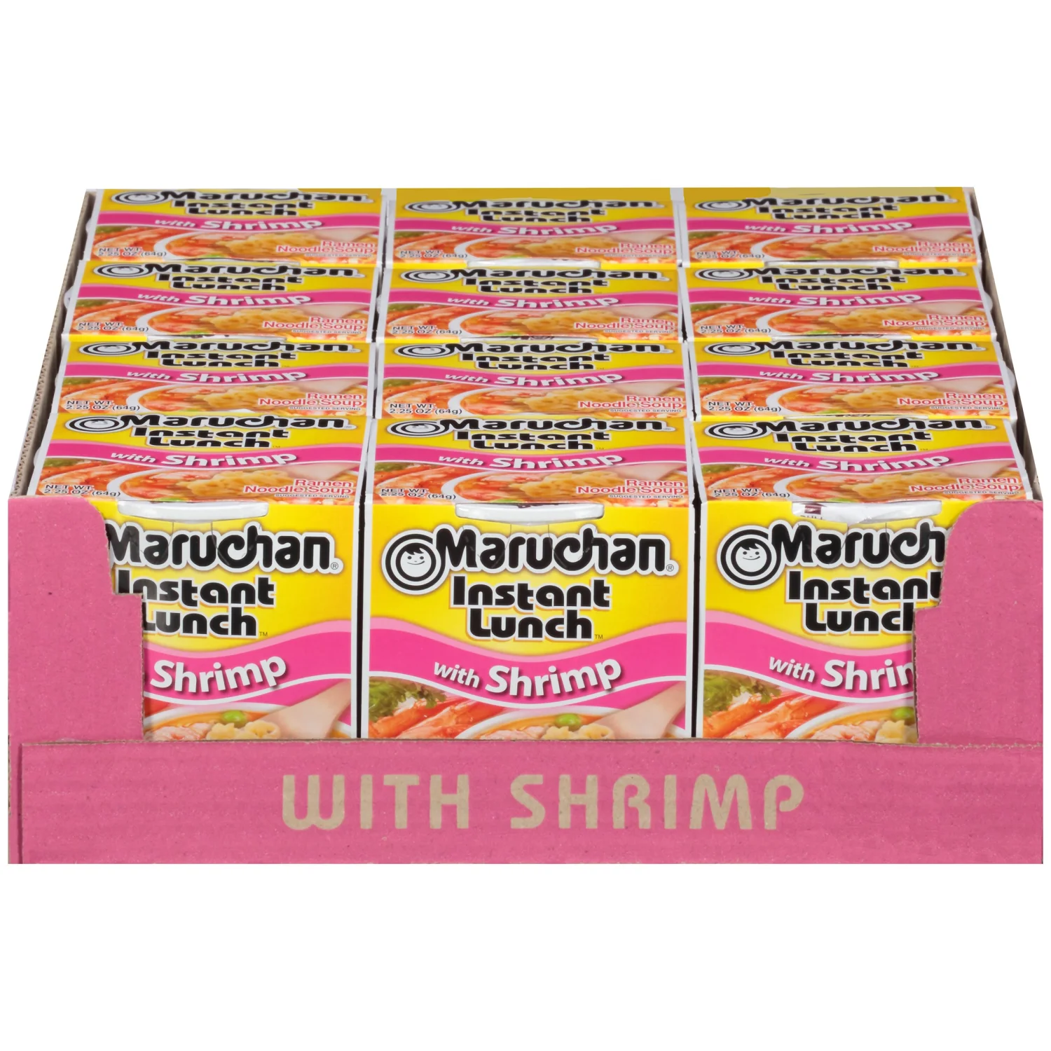 Maruchan Instant Lunch Shrimp, Ramen Noodle Soup, Microwaveable Meal, 2.25 Oz, 12 Count