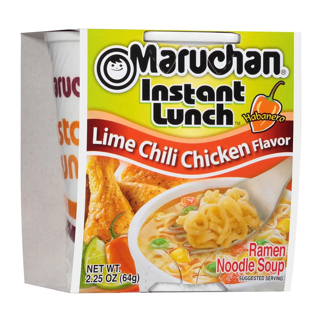 Maruchan Instant Lunch Lime Chili Chicken, Ramen Noodle Soup, Microwaveable Meal, 2.25 Oz, 12 Count