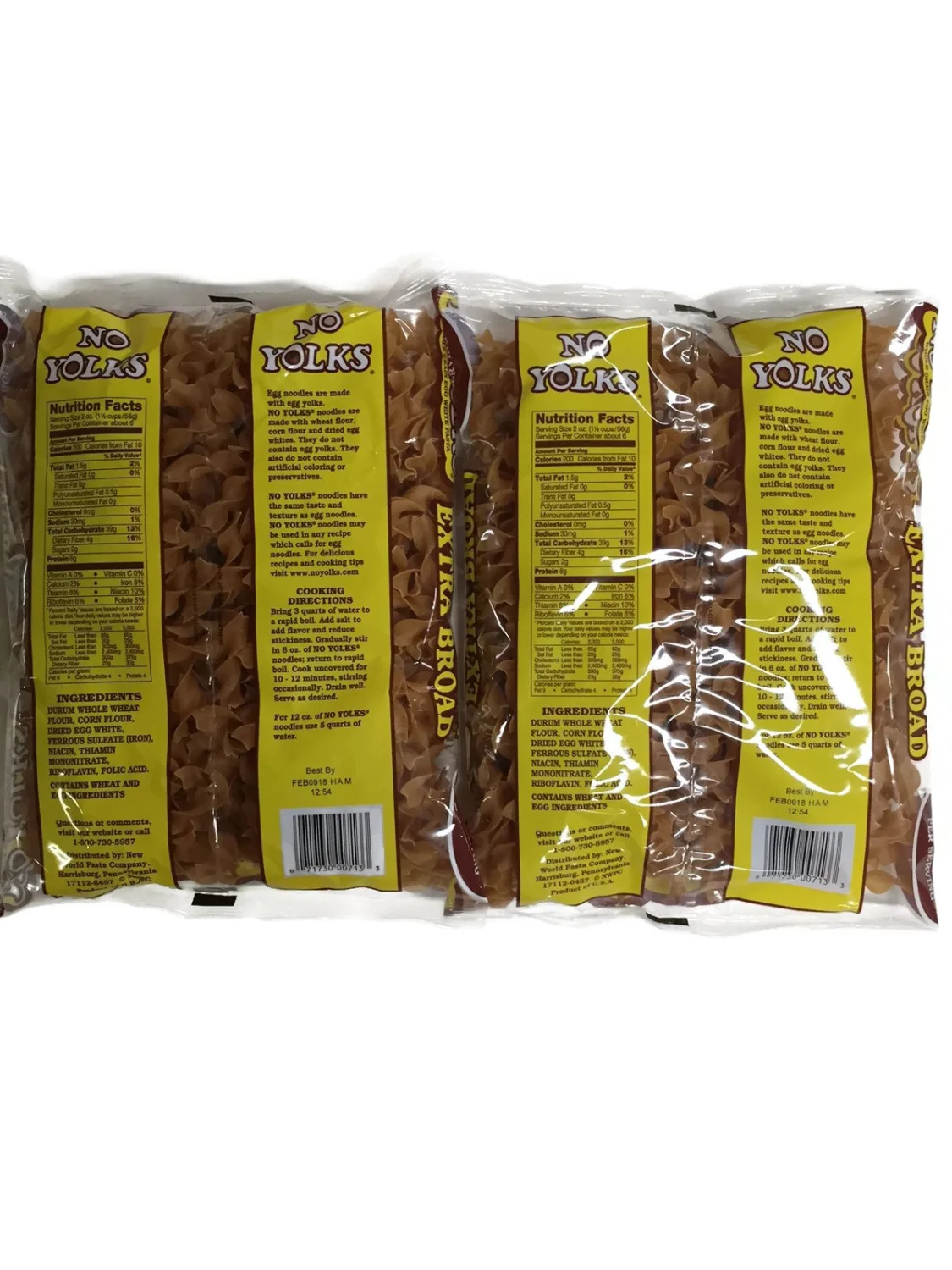 No Yolks Whole Grain Extra Broad Noodles, 12 Oz. Bags (Set of 2)