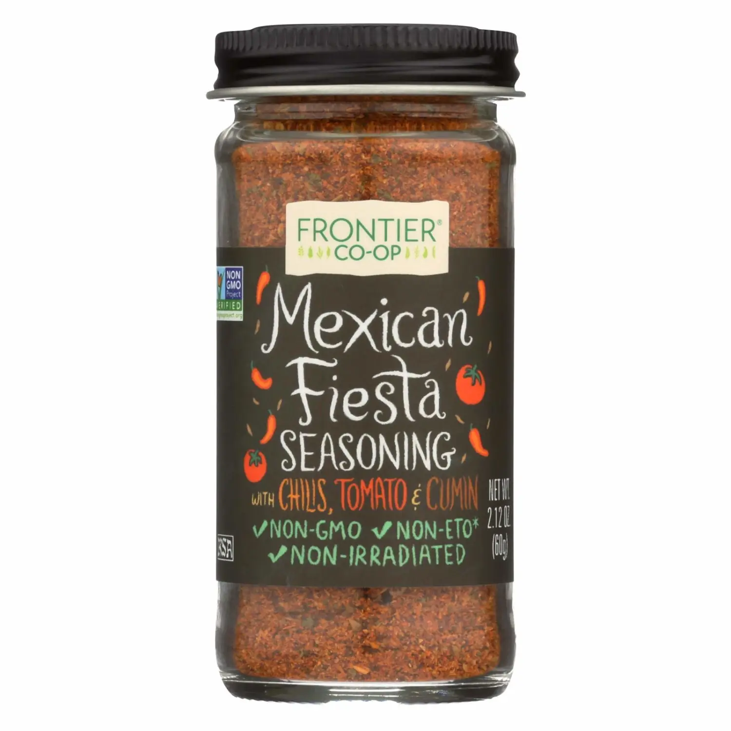 Frontier Co-op Mexican Fiesta Seasoning, 2.12-Ounce Jar, Chilis, Tomato & Cumin, Hint Of Lemon & Cilantro, Kosher, Non ETO