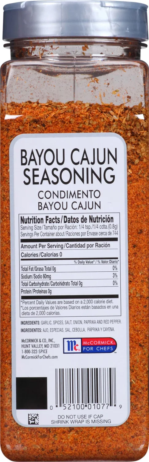 McCormick Culinary Bayou Cajun Seasoning, 21 oz - One 21 Ounce Container of Cajun Seasoning Made With Aromatic Spices for Catfish, Crawfish, Jambalaya and Gumbo