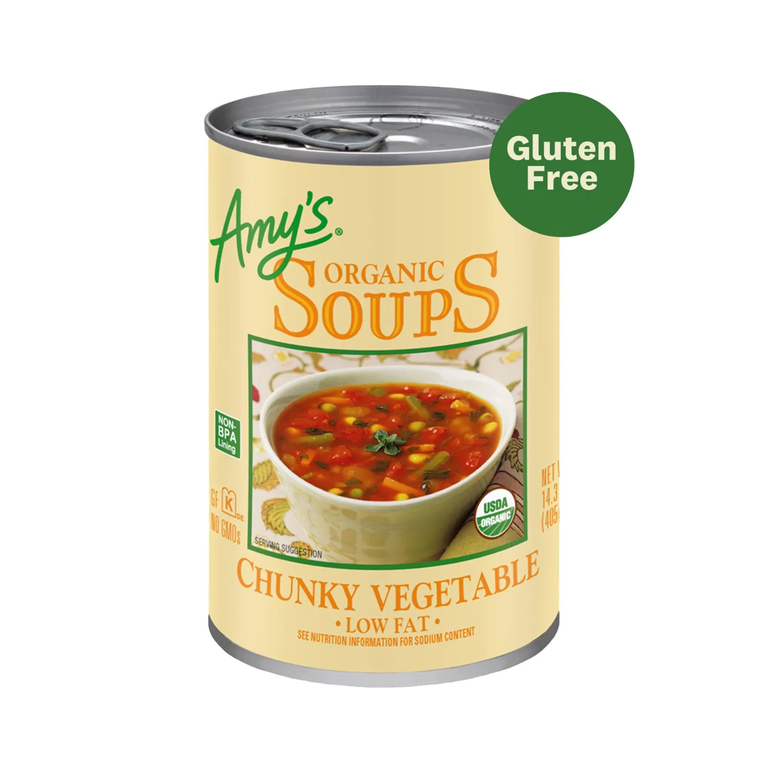 Amy’s Soup, Vegan Chunky Vegetable Soup, Gluten Free, Made with Organic Tomatoes, Carrots, Green Beans, Corn, Peas, Canned Soup, 14.3 Oz (6 Pack)