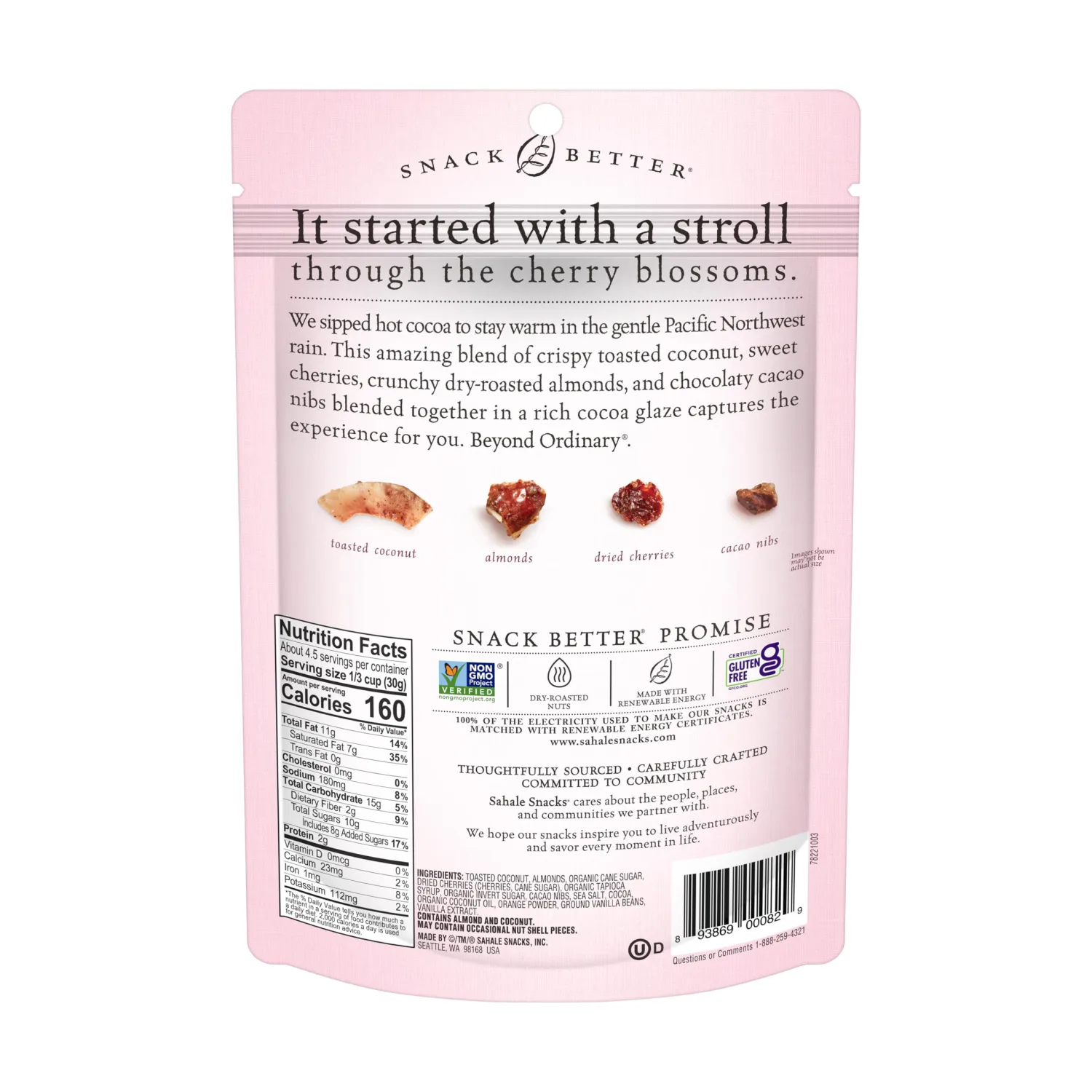 Sahale Snacks Cherry Cocoa Almond Coconut Snack Mix, 4.5 Ounces (Pack of 6)