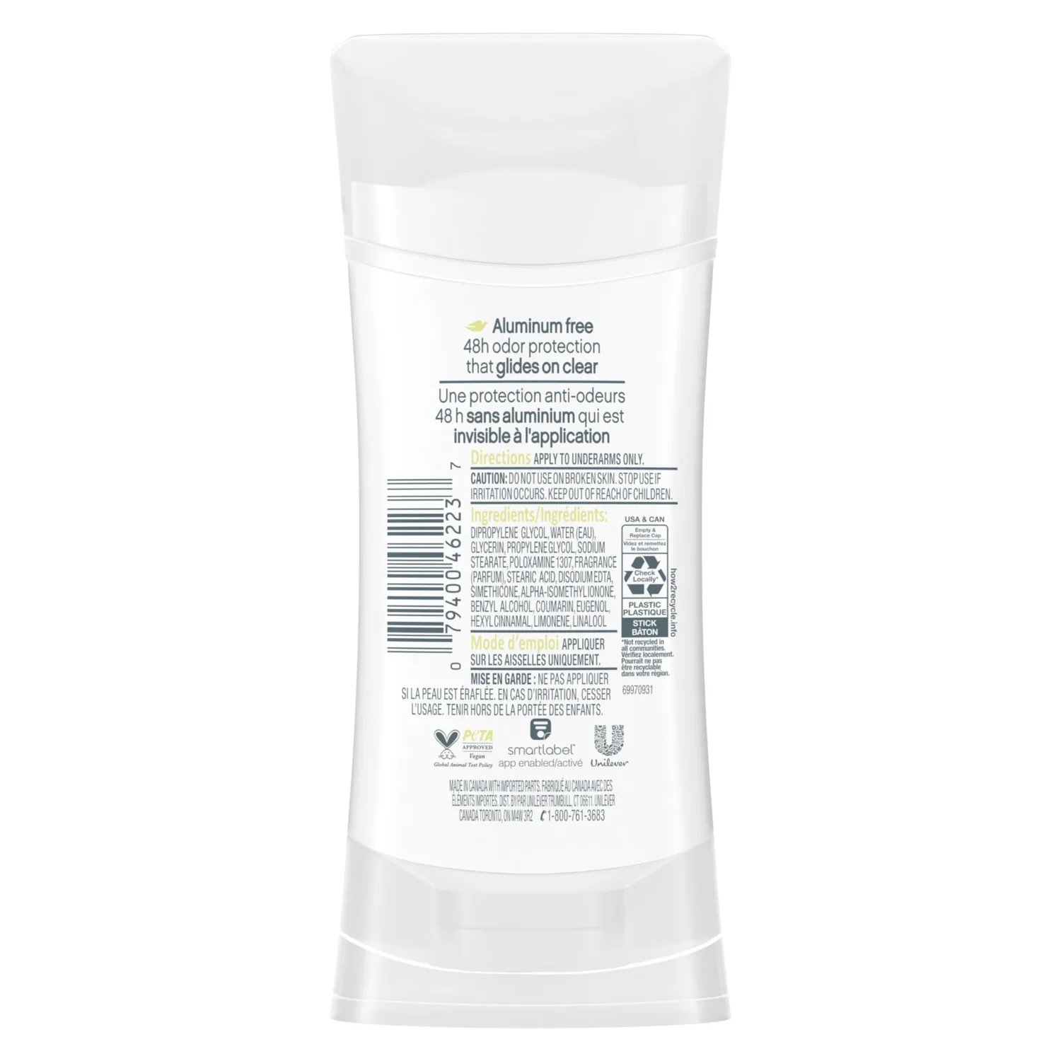 Dove 0% Aluminum Deodorant Stick Non-irritating Deodorant for Underarm Care Coconut and Pink Jasmine Kindest Aluminum Free Deodorant 2.6 oz
