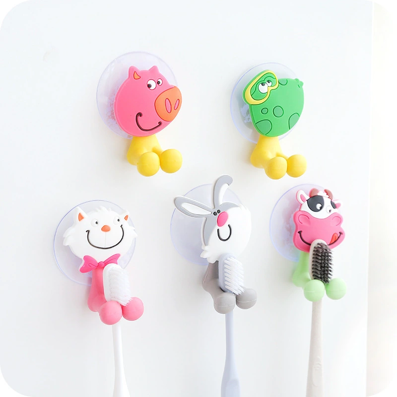 Cute Cartoon Suction Cup Toothbrush Holder Bathroom Bathroom Animal Toothbrush Holders