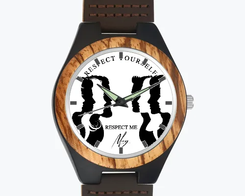 MCRY Nature´s Cry Men's Engraved Wooden Brown Leather Strap Watch