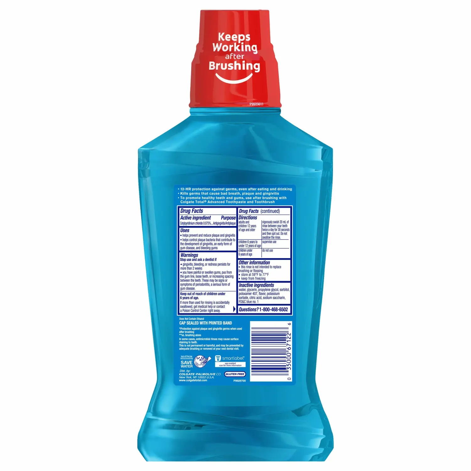 Colgate Total Pro-Shield Alcohol Free Mouthwash, Peppermint - 500mL, 16.9 fluid ounce