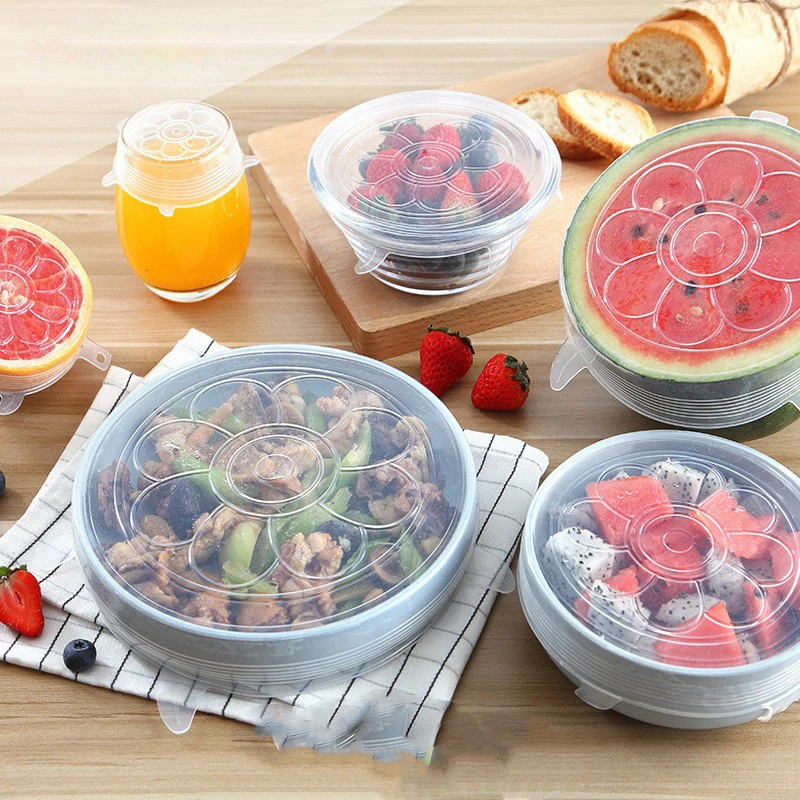 Spot Pattern 6-piece Set Lid For Airtight Container European Standard Silicone Plastic Wrap Sealed Silicone Bowl Cover Stretchable