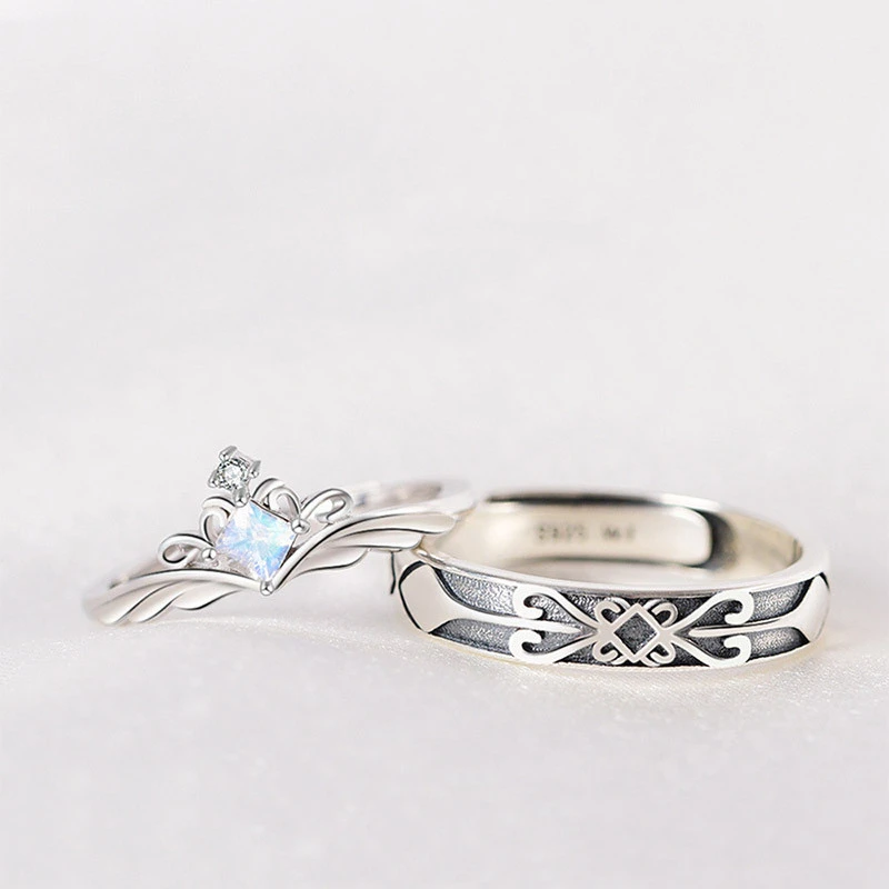Do Old Moonstone Couple Rings Retro Princess Knight