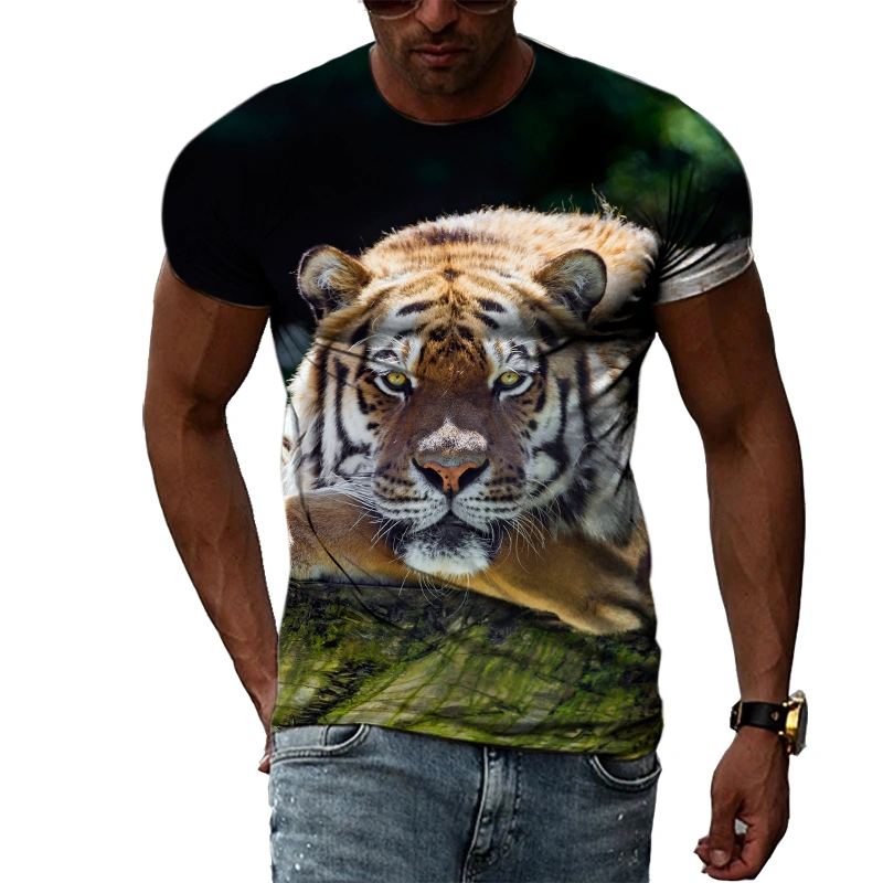 European And American Tiger Print Short-sleeved T-shirt