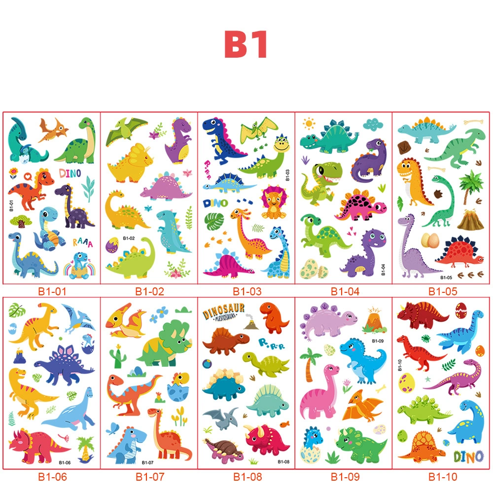 New Children's Cartoon Dinosaur Tattoo Sticker Festival Party Anime Waterproof Cute Stickers