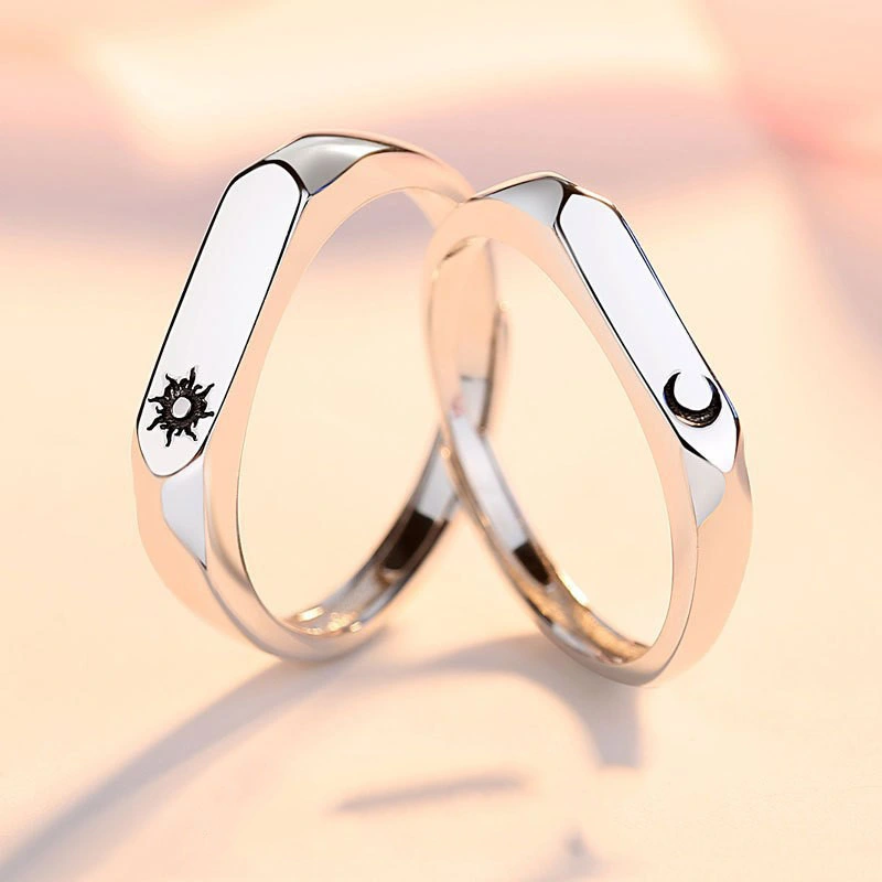 New Sun Moon Pair Ring Plane Rhombus