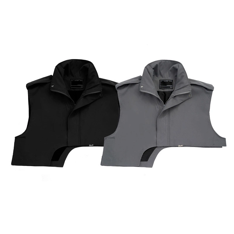 Men's Fashion High Neck Irregular Velcro Zipper Cardigan Vest