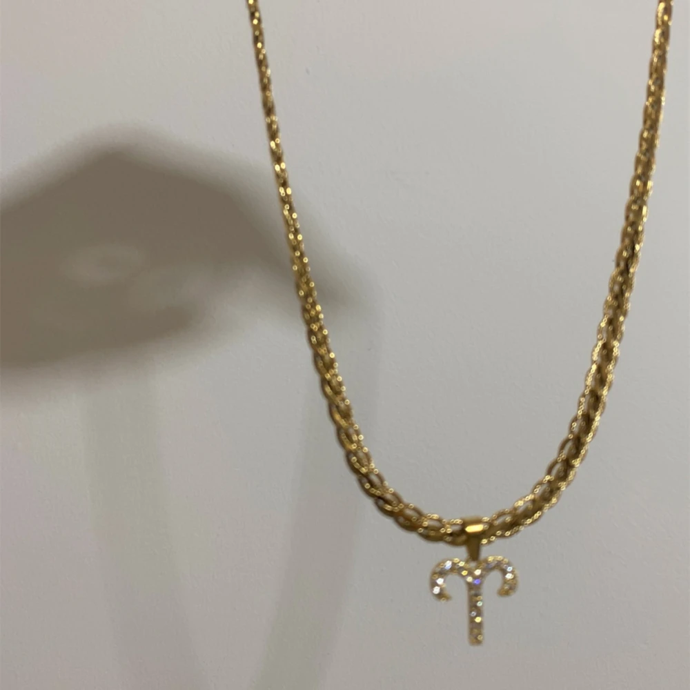 Vintage 18k Gold Plated Diamond Constellation Clavicle Necklace