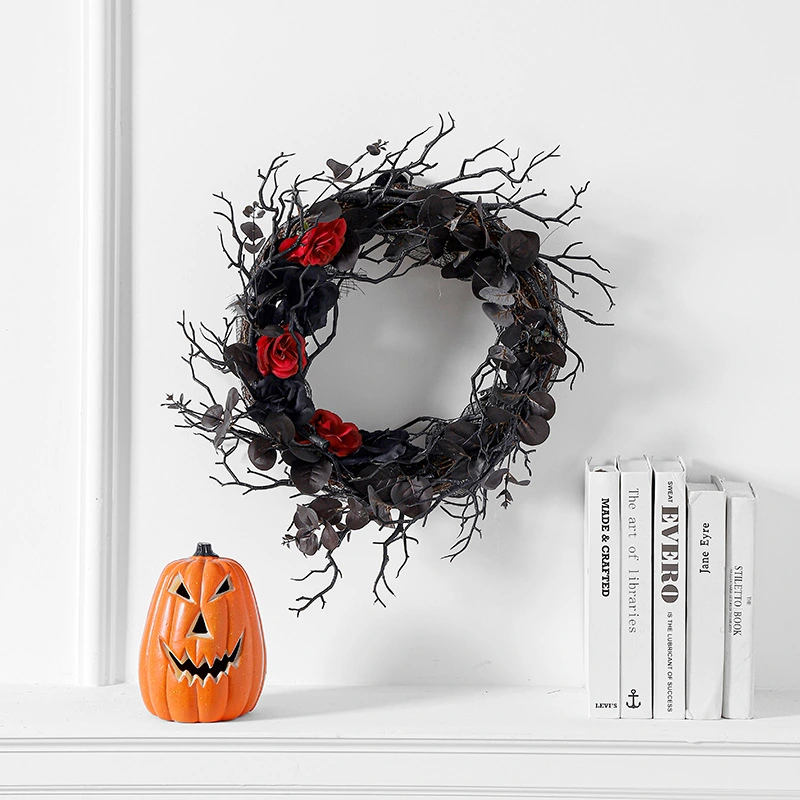 Halloween Dead Branch Wreath Simulation Flower Black Decoration