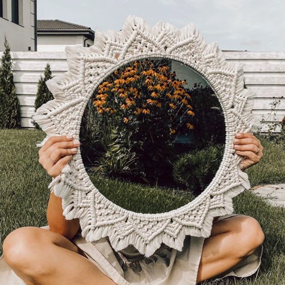 Handmade Cotton Rope Woven Mirror Ornament Wall Hanging