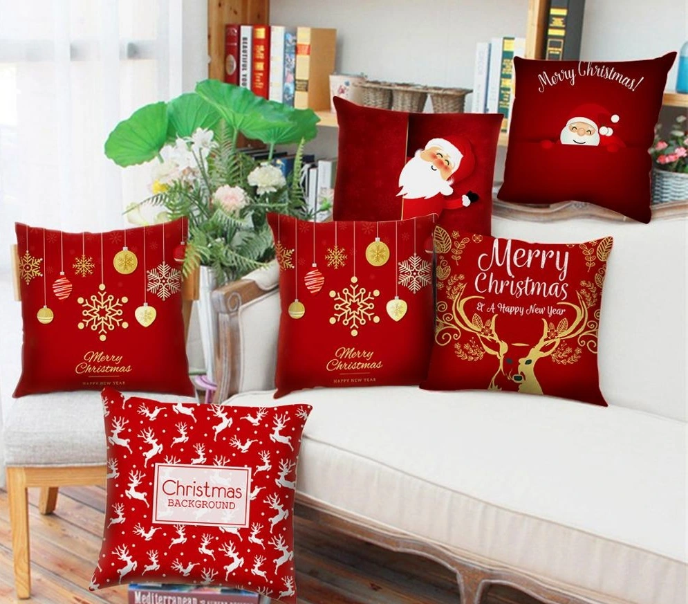 Modern New Polyester Pillowcase Lattice Deer Christmas Gift Without Pillow Core