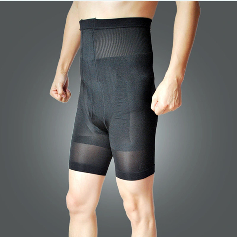 Men's High Waisted Tuck Pants Short High Elastic Breathability Corset Sports Pants Tight Belly Five Points Shaping Pants