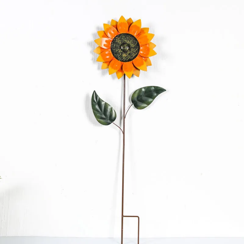 American Pastoral Wrought Iron Sun Flower Rotating Windmill