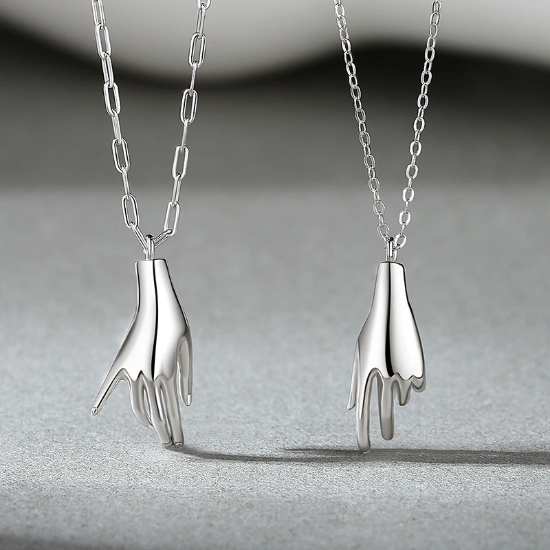 New Hand In Hand Couple Necklace Sterling Silver Creative