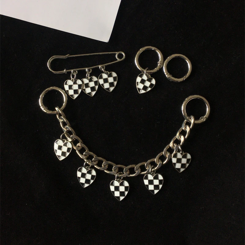 Light Luxury Checkerboard Hole Shoes Accessories Buckle