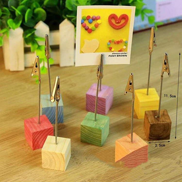 Pine Wedding Menu Seat Clip Photo Business Card Holder Wooden Base Decoration 16PCs A Pack Of Crafts