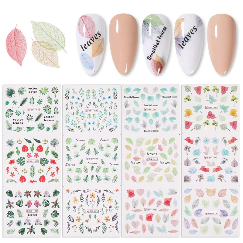 Nail Beauty Water Printing Stickers Sticker Paper Large Leaves Colorful Pattern Fairy Feng Shui Sticker Decorations