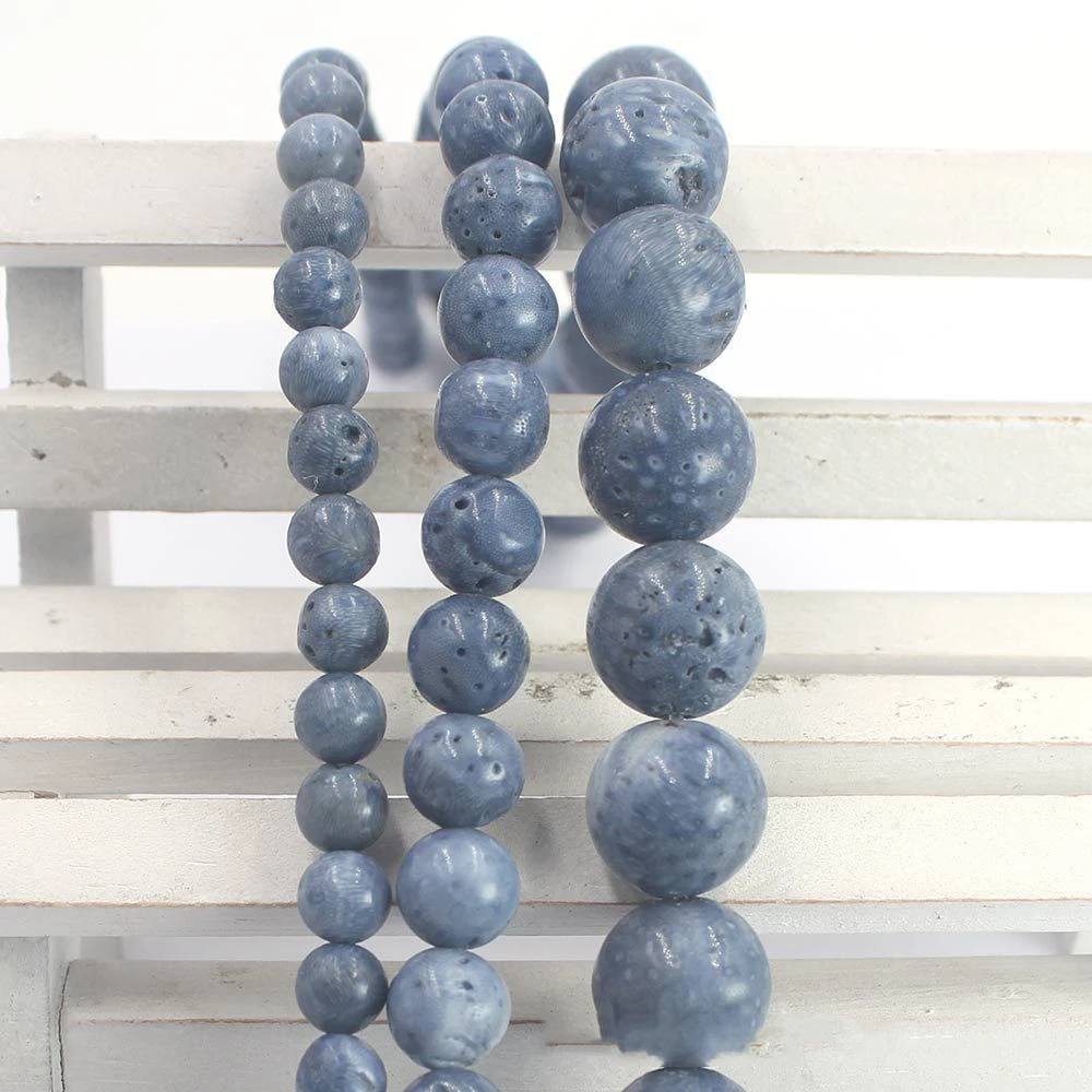 Natural Blue Coral Ball Beads DIY Jewelry Accessories