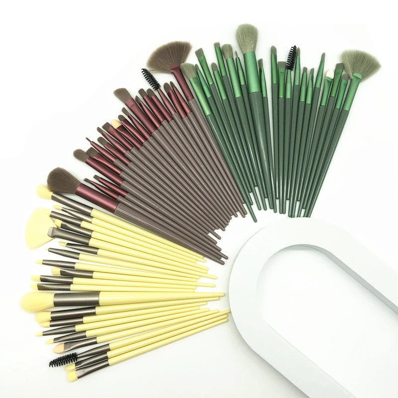 20 PCs Makeup Brush Set Eye Brush Purpleflower Holly Leaf Custard Blush Brush Beauty Tools Eye Shadow Brush Matcha Green