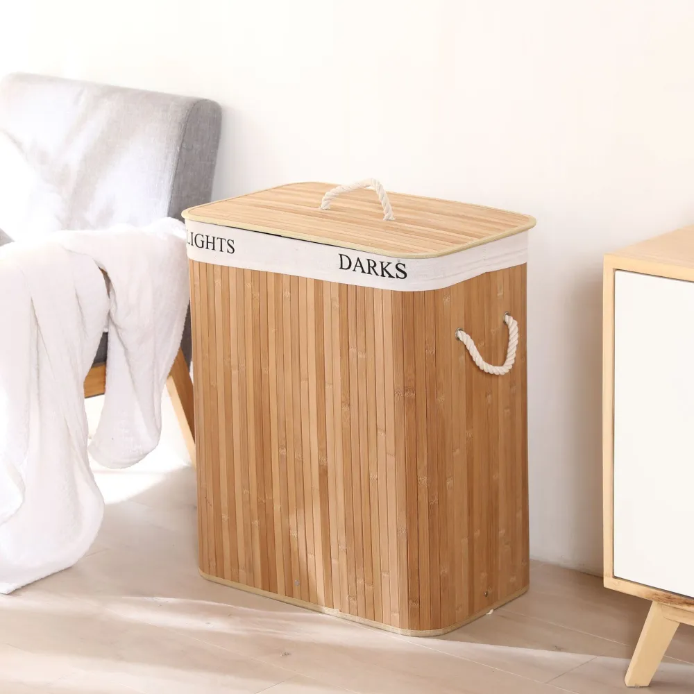 Bamboo Foldable Storage Box Cotton And Linen