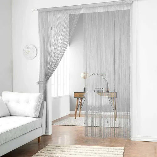 Monochrome Flat Silver Linear Door Curtain