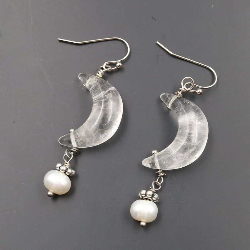 Natural Tigereye Moon Earrings Fashion OL Pearl Earrings AliExpress Zinc Sources