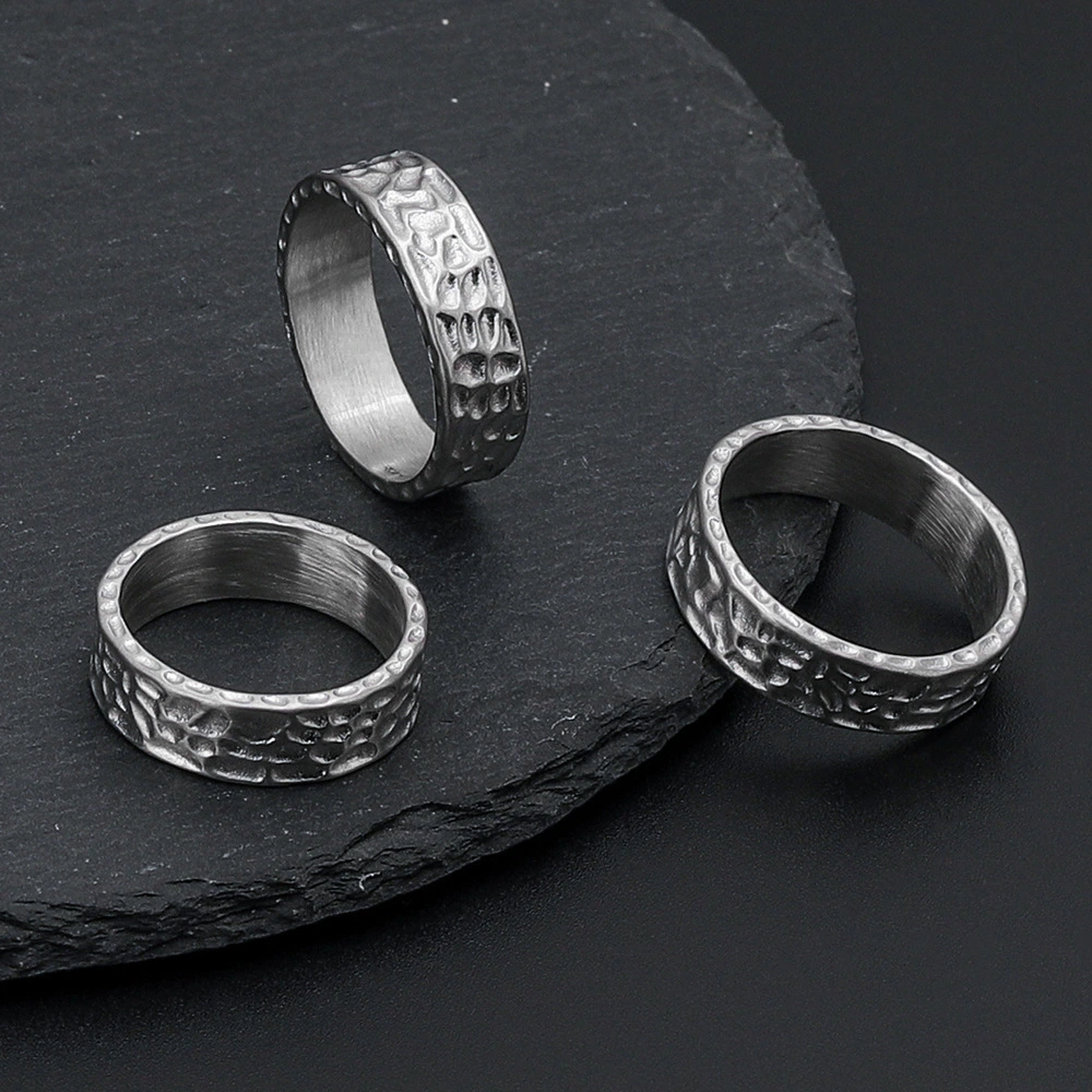 Men's Simple Fashion Textured Stone Pattern Ring