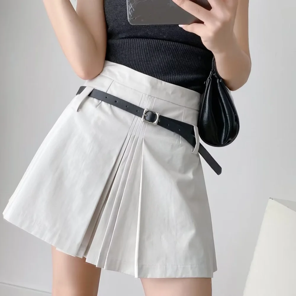 Women's Temperament Fashion Pleated Solid Color Skirt